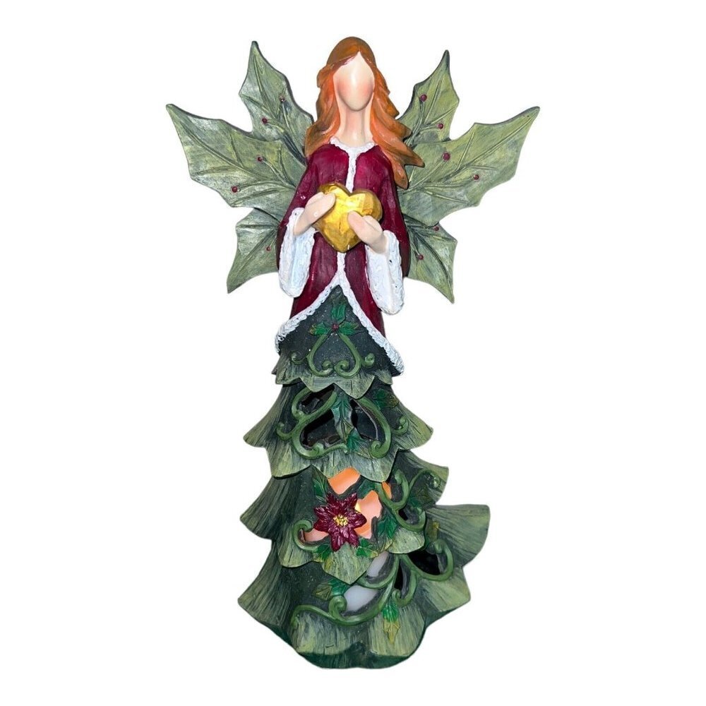 Home Reflections Ceramic HOLIDAY ANGEL Luminary with Flameless Candle 13"